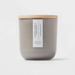 Round Base Glass Candle with Wooden Wick Coastal Vanilla & Tarragon Dark Gray - Threshold™