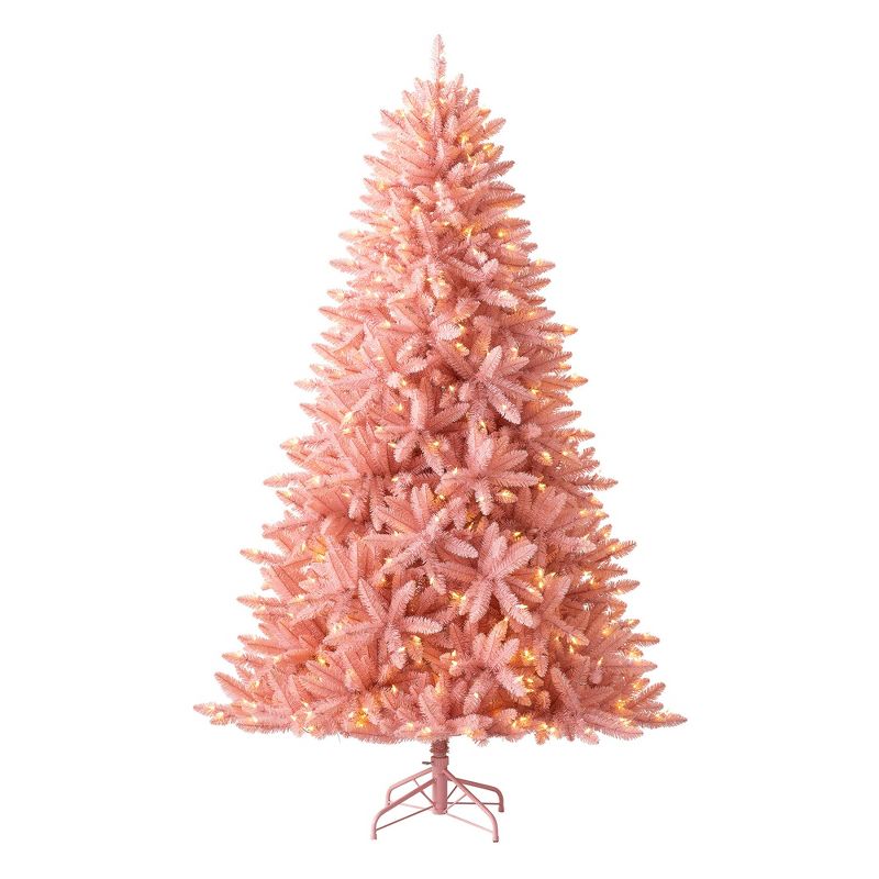 Treetopia Luxe La Vie En Rose 6 Foot Artificial Prelit Full Bodied Christmas Tree Holiday Decoration with White LED Lights, Premium Stand & Foot Pedal, 1 of 7