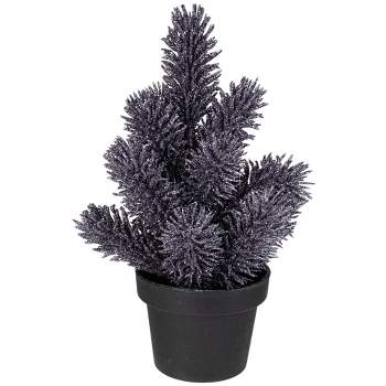 Northlight 8.5" Gray Potted Glittered Artificial Mini Pine Christmas Tree - Unlit