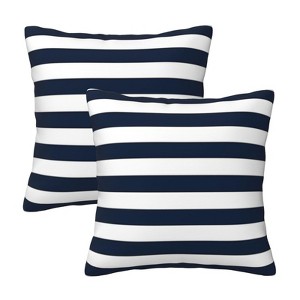 Navy Blue and White Stripe Throw Pillow Covers 18x18 in Farmhouse Pillow Case Soft Cushion Covers Set of 2 - 1 of 3