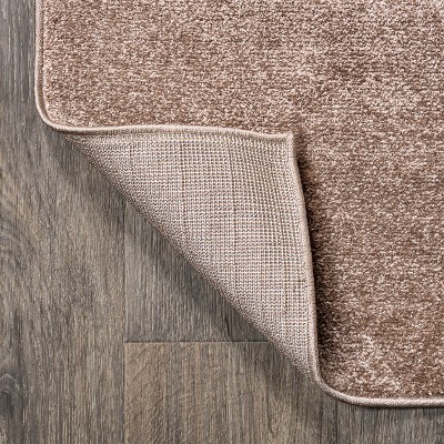 Brown Solid Synthetic Low-Pile 2' x 12' Runner Rug