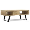 Mango Hardwood Coffee Table with Two Drawers and Open Compartments, Metal Angled Legs, Ideal for Living Room or Family Room - 2 of 4