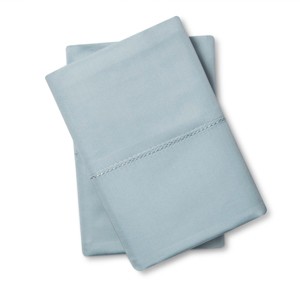 Standard 700 Thread Count Supima Classic Hemstitch Pillowcase Set Aqua Spill - Fieldcrest , Blue Spill
