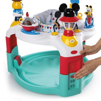 Bright Starts Mickey Mouse and Friends Camping Baby Bouncer Activity Play Center with Musical Sounds and Lights, For 6 to 12 Months