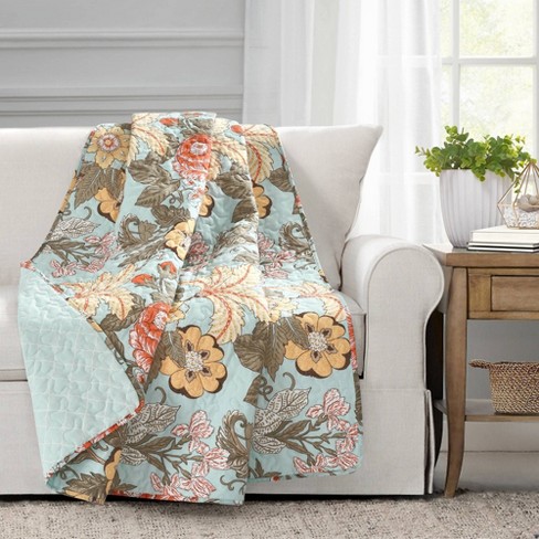 Green floral best sale throw blanket