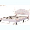 Acekool Queen Size Velvet Platform Bed with Floral Headboard, Upholstered Frame, Wood Slats Support, No Box Spring Needed, Pink - 2 of 4