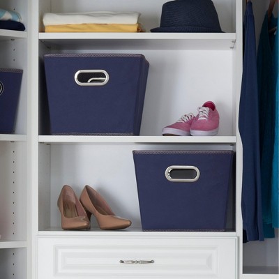 Medium Navy Blue Fabric Tapered Storage Bins, Set of 2
