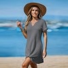 Women's Ivory/Khaki/Green/Blue Notched Neck Short Sleeve Cover-Up Dress - Cupshe - 2 of 4