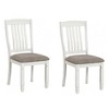 Royal Hampton Side Dining Chair Set of 2, Rustic White Wood, Gray Fabric, Slat Back - 2 of 4