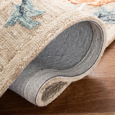 Handmade Blue Floral Wool Tufted Square Rug