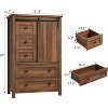 Farmhouse 5 Drawer Dresser with Sliding Barn Door, 48" Tall Wood Chest of Drawers with Adjustable Shelf, Storage Organizer for Bedroom - 2 of 4