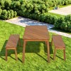FURNIinspire Dining Sets Acacia Wood Table Bench Dining Set For Outdoor And Indoor, 49.7"*29.5" Dining Table With 2 Benches For Garden, Poolside - 2 of 4