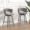 Lyngins Swivel Bar Stools Set of 2,Upholstered Kitchen Chairs with Curved Backrest,Woven Counter Stools for Kitchen Island,Pub - 2 of 4