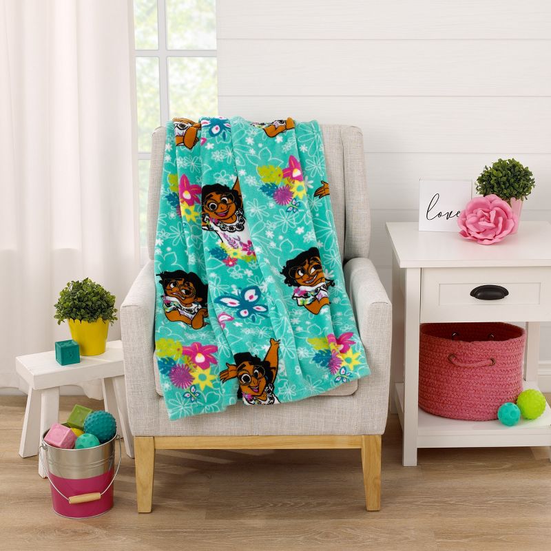 Disney Encanto Tropical Delight Turquoise, Pink, and Teal, Mirabel, Flowers, and Butterflies Super Soft Toddler Blanket, 3 of 5
