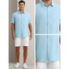 INSPIRE CHIC Men's Point Collar Short Sleeve Button Down Summer Linen Shirt - 4 of 4