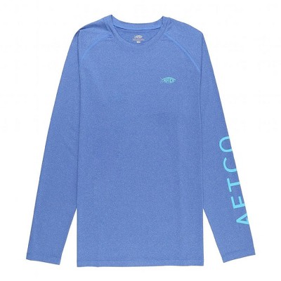 AFTCO Samurai Heathered Long Sleeve Shirt Brilliant Blue Heather, Large