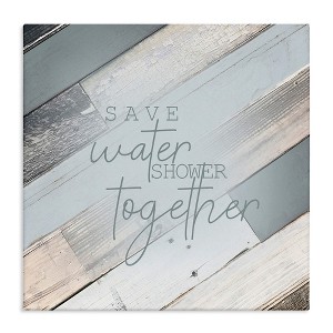 Stupell Industries Planked Shower Together Phrase, 17" x 17" - 1 of 4