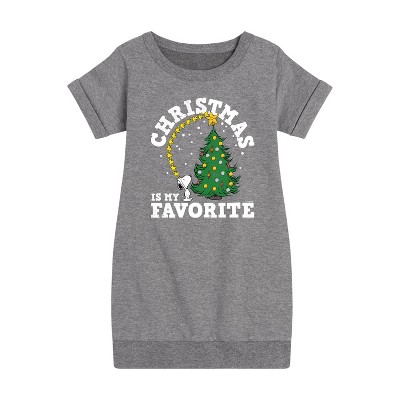 - Peanuts - Christmas Is My Favorite Graphic Short Sleeve Fleece Dress