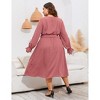 Womens Swiss Dot Maxi Dresses V Neck Flutter Long Sleeve Tie Belt A Line Flowy Long Dress - 4 of 4