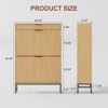 Fluted Shoe Storage Cabinet with 2 Flip Drawers & Pull-Out Drawer & Hook, Wooden Slim Shoe Organizer, Hidden Shoe Storage for Entryway - 3 of 4
