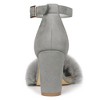 Allegra K Women's Faux Fur Buckle Closure Ankle Strap Block Heels Sandals - 3 of 4