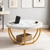 Gulches 2-Tier Round Coffee Table with Storage Shelf, 31.6" Wood Top & 18.3" Bottom Shelf, Sturdy Metal Legs, Multi-Functional - 3 of 4