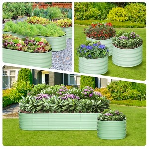Outdoor Raised Planters,Planter Garden Boxes,Outdoor Raised Garden Bed,Bottomless Galvanised Steel Planter Box for Plants Flowers Herbs Vegetables - 1 of 4