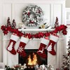 4 Pack Large Stockings 18 Inch Red Black Buffalo Plaid with Plush Faux Cuff Fireplace Holiday Decor Xmas Party Stockings - 2 of 4