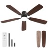 HOMLUX 52" Low Profile Ceiling Fan w/Light Remote Control 6-Speed 3-Timer,Walnut/Black/Brown - 2 of 4