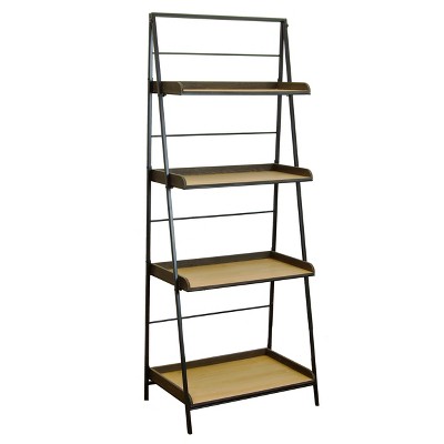 VIP Wood 58.5 in. Brown 4-Level Angled Wall Shelf