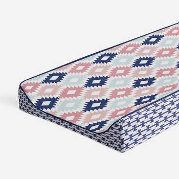 Bacati - Emma Printed Kilim Coral/Mint/Navy Quilted Changing Pad Cover
