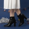Perphy Women's Pointed Toe Side Zip Block Heeled Ankle Boots - 2 of 4