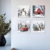 Reindeer Wall Decor Winter Canvas Art Set of 4 Deer in Snowy Forest Painting Farmhouse Xmas Holiday Artwork Framed 12x12 - 2 of 4