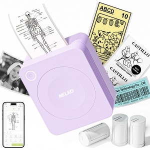 FLEXYVA Sticker Printer, PM230 Mini Printer Bluetooth Portabel Sticker Maker with 3 Rolls Paper, Mini Printer for Phone & Tablet - 1 of 4