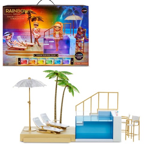 rainbow high color change pool beach club playset target