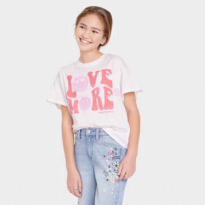 Girls' Oversized SmileyWorld Short Sleeve Graphic T-Shirt - art class™ White