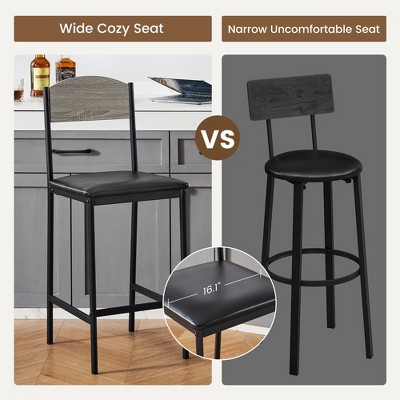 Dining Bar Table Set for 2 with Wine Rack and Storage Shelf, Bar Counter Table with 2 Footrest Chairs,Dining Table Set for 2,Upholstered Chairs