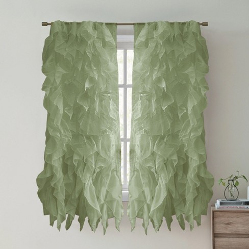 Chic Sheer Voile Vertical Ruffled Tier Window Single Panel Curtain by Sweet Home Collection® - image 1 of 3