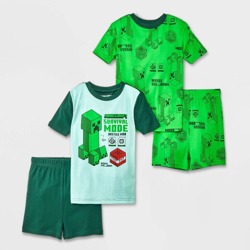 Boys&#39; Minecraft 4pc Pajama Set - Green, 1 of 5