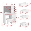FUFU&GAGA LED Dimmable Mirror Dresser Dressing Table with Drawers Stool - 4 of 4