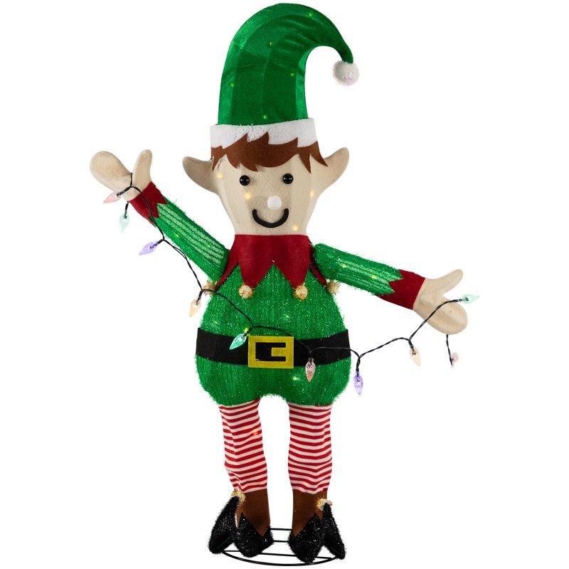 Northlight 34.25" LED Lighted Elf Holding Christmas Lights Outdoor Yard Decoration, 1 of 9
