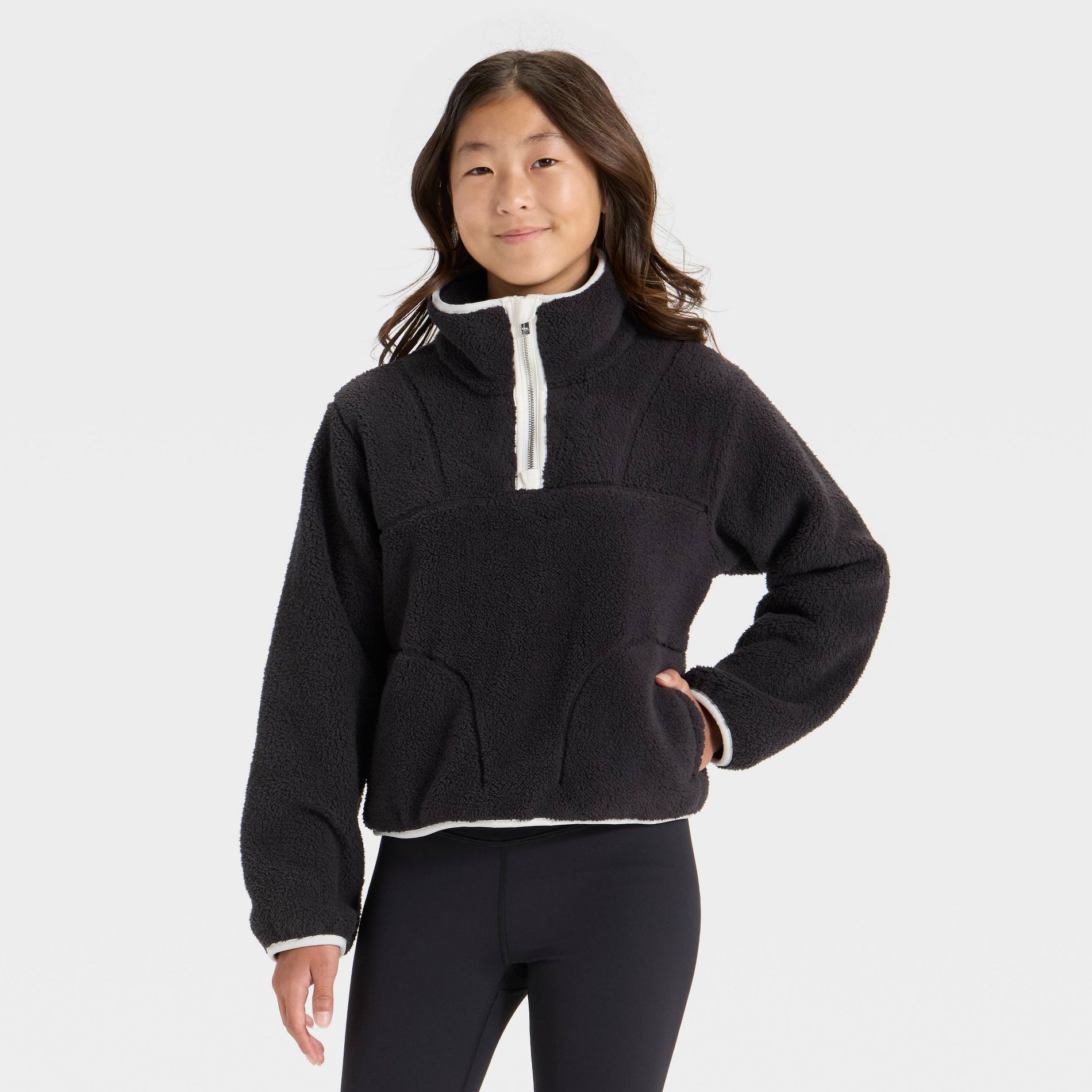 Girls' High Pile 1/2 Zip Pullover - All In Motion™