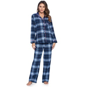 Ashford & Brooks Women's Flannel Plaid Pajamas Long Pj Set - 1 of 4