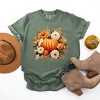 Simply Sage Market Women's Pumpkin Floral Arrangement Short Sleeve Garment Dyed Tee - 2 of 2