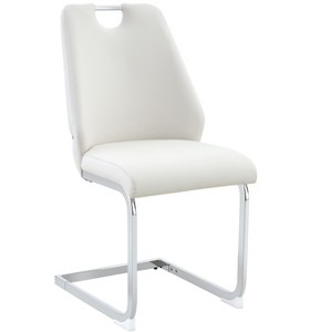 Lyngins Modern Dining Chairs with Curved Backrest,Upholstered Kitchen Chairs Set of 4 with Metal Hollow Handle,PU Chairs for Kitchen,Dining Room - 1 of 4