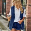Women's Casual Denim Jean Vest Oversized Sleeveless Mid Long Button Down Jeans Jackets Vests Tops Waistcoat - 2 of 4