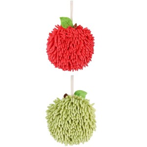 REGALWOVEN 2 Pack Soft Absorbent Chenille Fuzzy Ball Hand Towels for Bathroom Home Decor 6" x 6" - 1 of 4