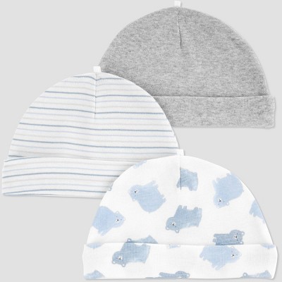 Baby Boys' 3pk Cap - Just One You® made by carter's Blue 0-3M