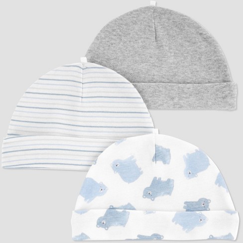 Baby Boys 3pk Cap Just One You Made By Carter S Blue 0 3m Target