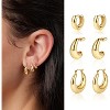 Gold Chunky Hoop Earrings Set for Women, 14K Gold Plated Twisted Huggie Hoop Earring Thick Open Lightweight Chunky Hoop - 2 of 4